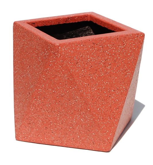 beton prizma saksi kirmizi renk 20x20x25cm
