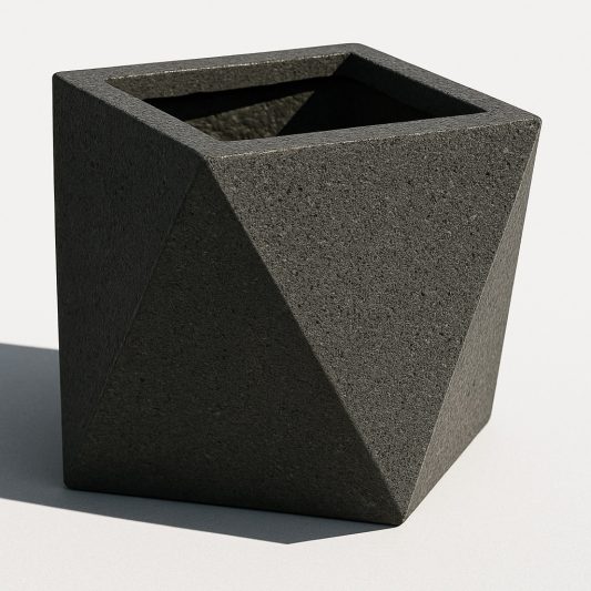 beton prizma saksi siyah renk 20x20x25cm