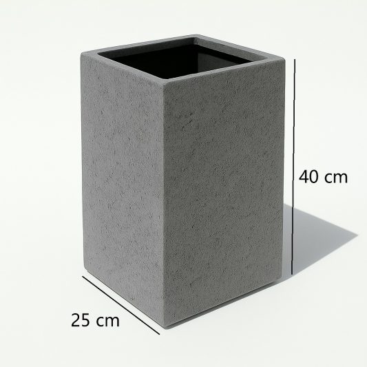 kare beton saksi gri 25x25x40cm