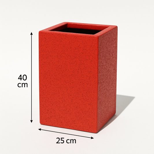 kare beton saksi kirmizi 25x25x40cm