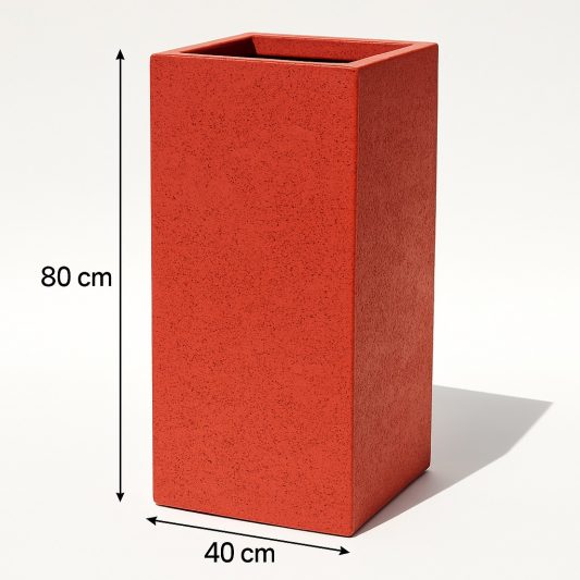 kare beton saksi kirmizi 40x40x80cm