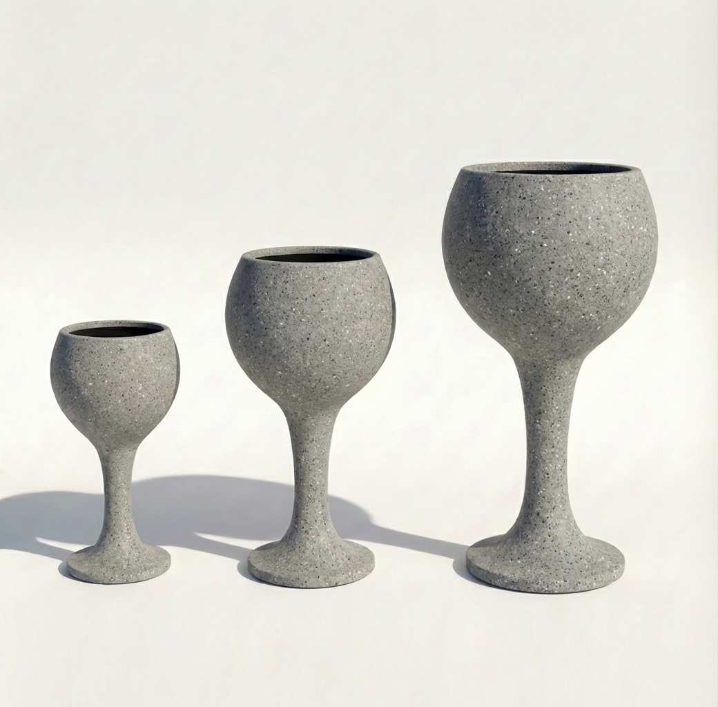 Beton Kadeh Saksı Seti 50x100cm-40x80cm-30x60cm 5 beton-saksi-seti