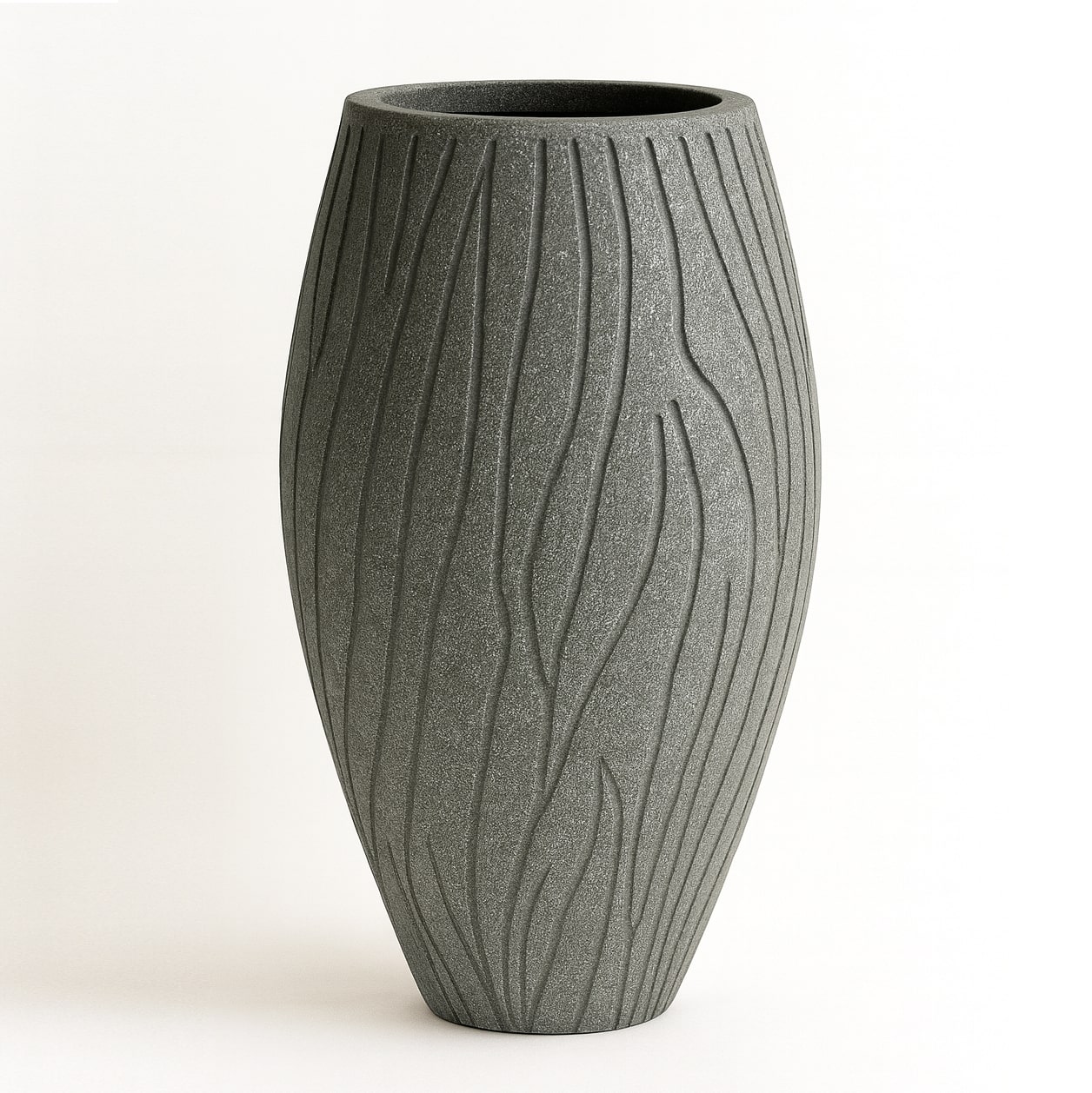 Beton Saksı Çizgili Desenli 29x49x72cm 6 desenli-beton-saksi-antrasit