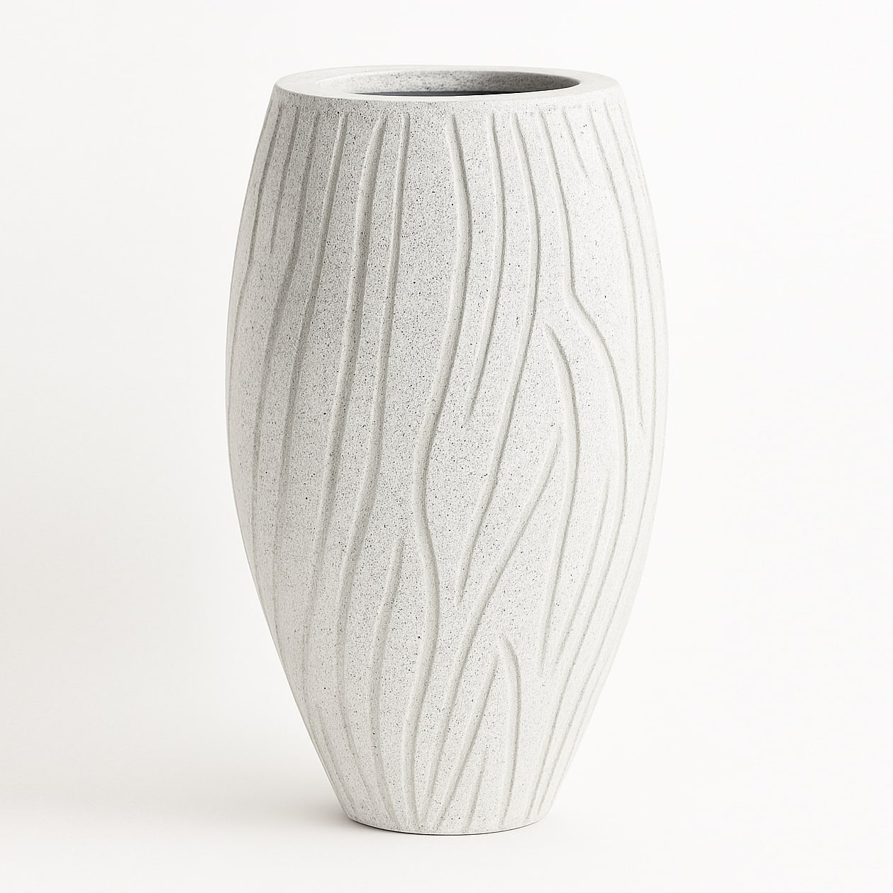 Beton Saksı Çizgili Desenli 29x49x72cm 5 desenli-beton-saksi-beyaz