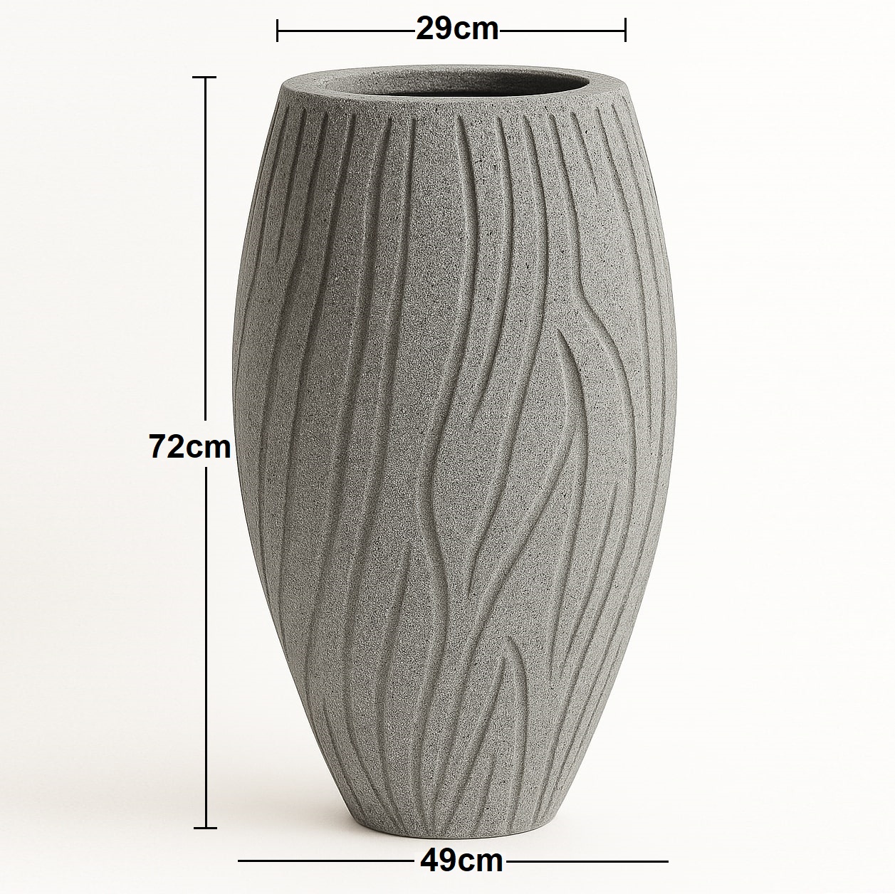 Beton Saksı Çizgili Desenli 29x49x72cm 2 desenli-beton-saksi-gri-olculu