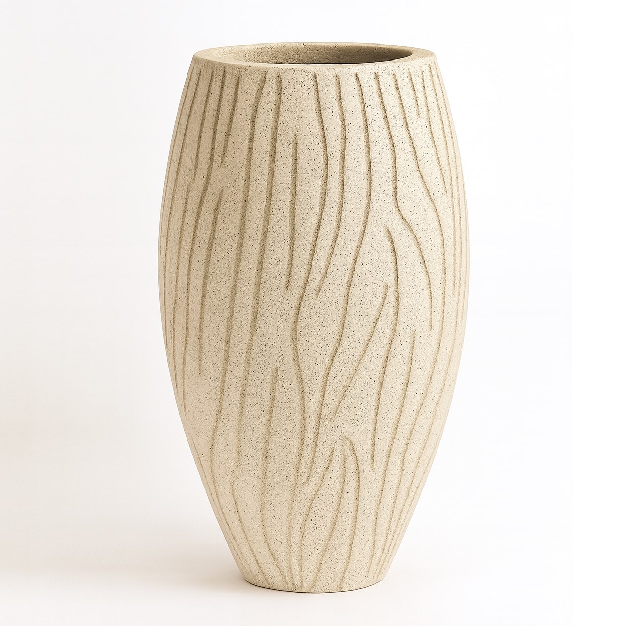 Beton Saksı Çizgili Desenli 29x49x72cm 4 desenli-beton-saksi-krem