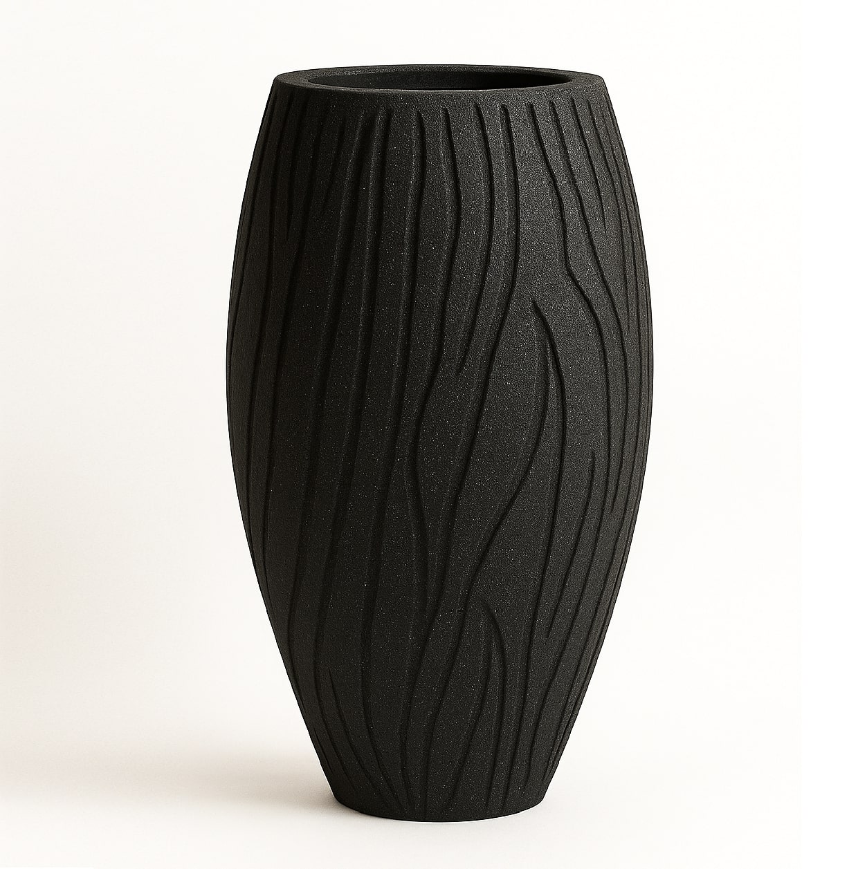 Beton Saksı Çizgili Desenli 29x49x72cm 7 desenli-beton-saksi-siyah